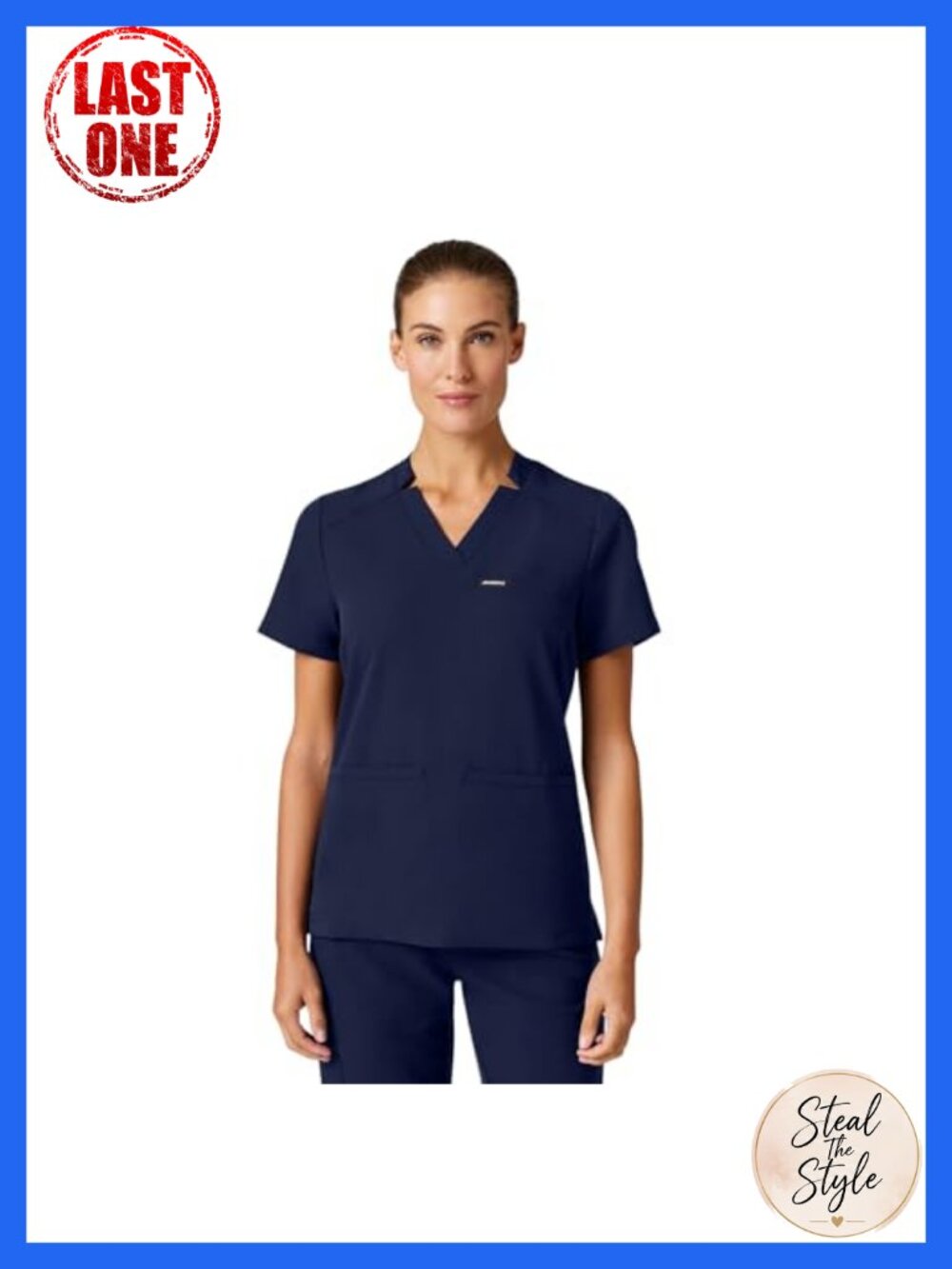 Slim Fit V-Neck Scrub Top 3-Pocket Moisture-Wicking Medical Uniform